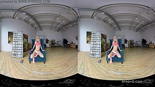 Lovely Blonde Amateur Strips Natural Tits in VR