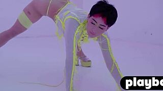 Hot Latina teen Mia Valentine strips and flaunts her assets