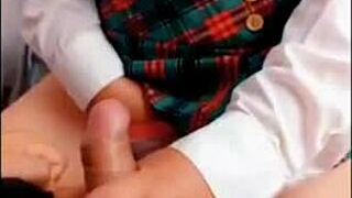 Oh wow, fucking that horny student who caught me masturbating and helped with her tight pussy!