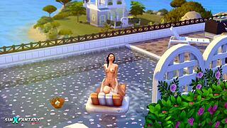 Jade rosa plays in passionpool sims 4 game with cumshot