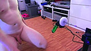 Wow! Machine bangs ass with glowing mamba dildo!