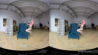 Lovely Blonde Amateur Strips Natural Tits in VR