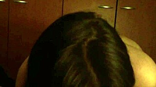 Russian girl expertly sucks balls and cock, contrasting her innocent look with wild skills