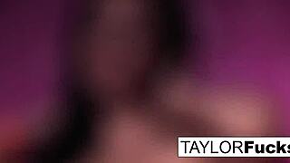 Taylor Vixen relaxes in her pink room with solo masturbation.