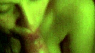 Russian girl expertly sucks balls and cock, contrasting her innocent look with wild skills