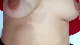 Whipping my tits with belt intensely