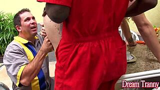 Cock Hungry Tranny Amanda Ferraz Gorges Herself On Two Interracial Dicks