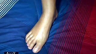 cute petite student with shaved hairless body and big ass has sweaty and stinky feet in extreme foot fetish