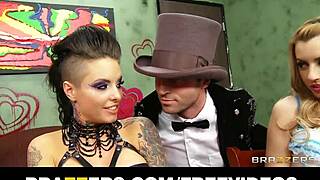 These hot girls share one cock in wild orgy!