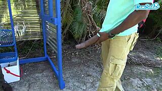 Gran BBC Flashes in Public Bus Stop