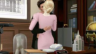 Boss Seduces Wife in Office While Husband Works