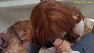 young student swallows cum in pov deepthroat