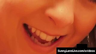 Sex starved Sunny Lane finger fucks her juicy wet pussy!