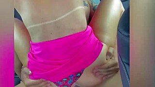 Latina Wife Rides Big Cock In Car While Husband Drives