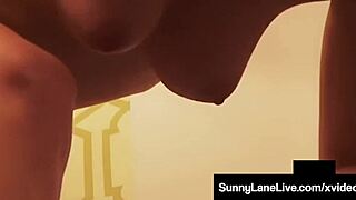 Sex starved Sunny Lane finger fucks her juicy wet pussy!