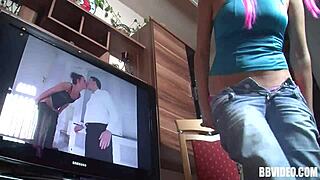 A blonde European girl likes to masturbate and show her big boobs