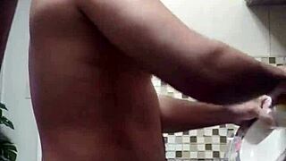 Macho Guy Washing Dishes Bent Over In Fetish Pose