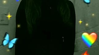 A shy and innocent looking student masturbates in the bathroom