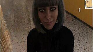 Blonde teen runs naked around college in 3d porn game, flashing big ass and tits