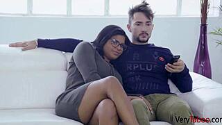 Stepsister snatches boyfriend for blowjob and threesome fun