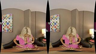 Blonde British MILF gives jerk off instructions in VR