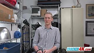 hey, watch this blonde guy suck the director's huge cock at work?