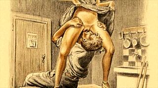 vintage retro cartoon anime hentai erotic illustration from antique times