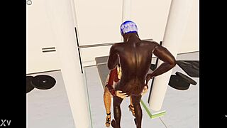 3DXChat gym action: hot stud and twink's intense encounter