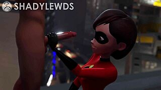 Helen parr gives rooftop handjob in 3d