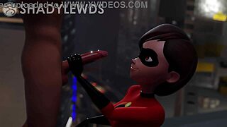 Helen parr gives rooftop handjob in 3d