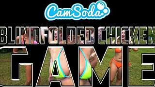 Camsoda Blindfolded Chicken Game Ends in Big Butt Spanking