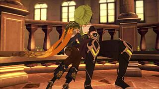 garden scene with collei from genshin impact.