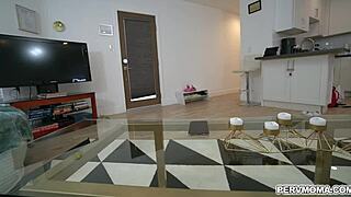 Blonde stepmom takes young dick deep in kitchen doggystyle