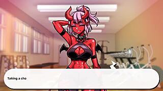 First day at the gym with a seductive succubus giving blow job