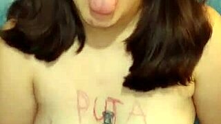 Maria's a disgusting whore masturbating her pussy