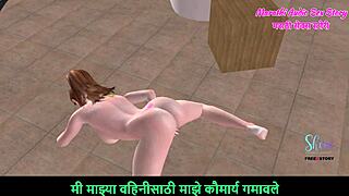 Cute teen girl rubs pussy in doggy style