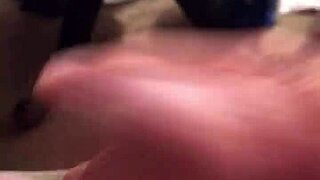 Detailed view of jerking off the hard cock slowly.