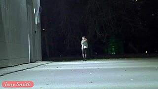 Russian Beauty Jeny Smith Strolls Publicly in See-Through Tights Showing Pussy