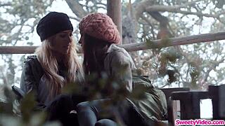 Does Blonde Runaway Lick Brunette BFF's Pussy?