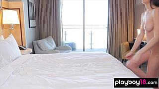 Petite brunette gets a massage and a big cock