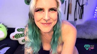 Nikki Zee's anal training with the help of anal beads and a tattoo on her ass for pleasure