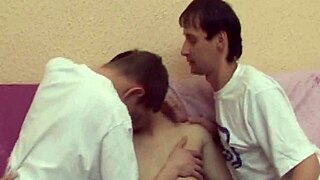 Extreme hardcore threesome features bareback gay sex action