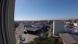 Sarada Naked in Hotel Window Overlooking Airport for Voyeur View