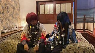 Cosplay and deep throat blowjob with an Asian MILF for Halloween