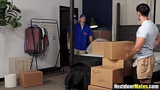 hot movers engage in threesome fuck with client