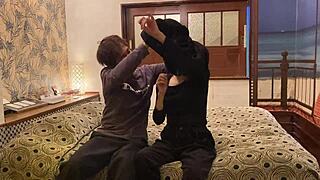 Cosplay and deep throat blowjob with an Asian MILF for Halloween