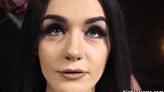 Young blonde girl with pale skin and brown hair gets tied up for BDSM