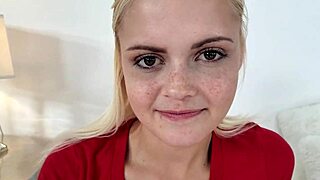 Madison Hart Cute Blonde Teen Gives No Hands Blowjob To Huge Cock, Swallows Cum