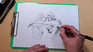 Two Beautiful Sexy Girls A Quick Sketch With A Ballpoint Pen