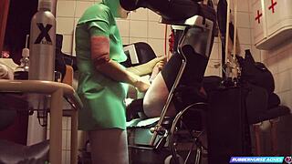 Rubbernurse Agnes gives a deep, extreme anal exam